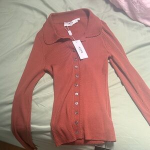 ASTR Women's Terracotta Button-Down Sweater